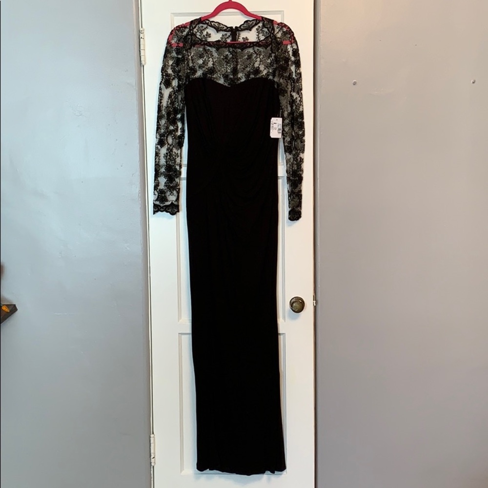 Black evening gown by David Meister.